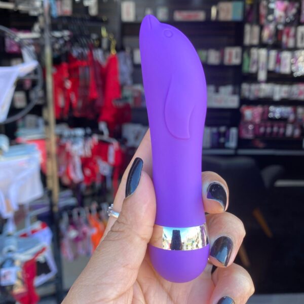 golfinho -Vibrador Formato Golfinho Aveludado Multivelocidade (PS005C) pilha
