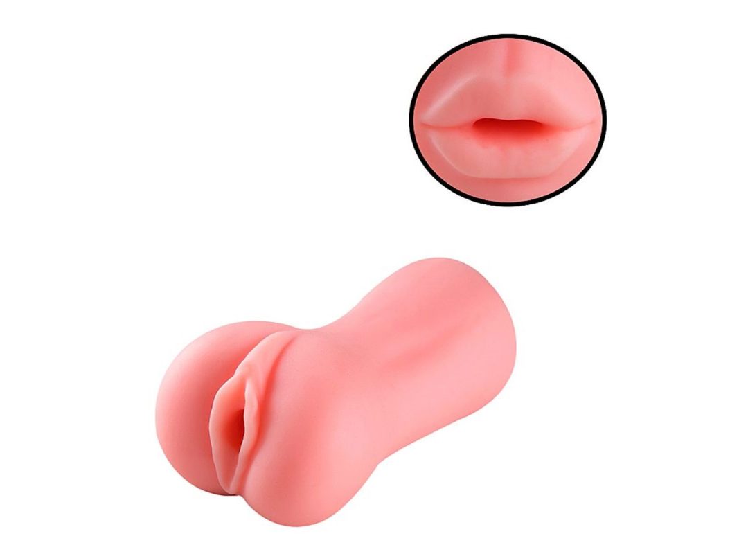 MASTURBADOR MASCULINO EM CYBERSKIN (BOCA E VAGINA) 18x5cm (6773) bege