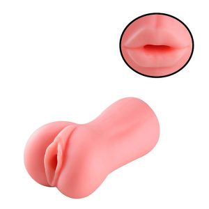 MASTURBADOR MASCULINO EM CYBERSKIN (BOCA E VAGINA) 18x5cm (6773) bege