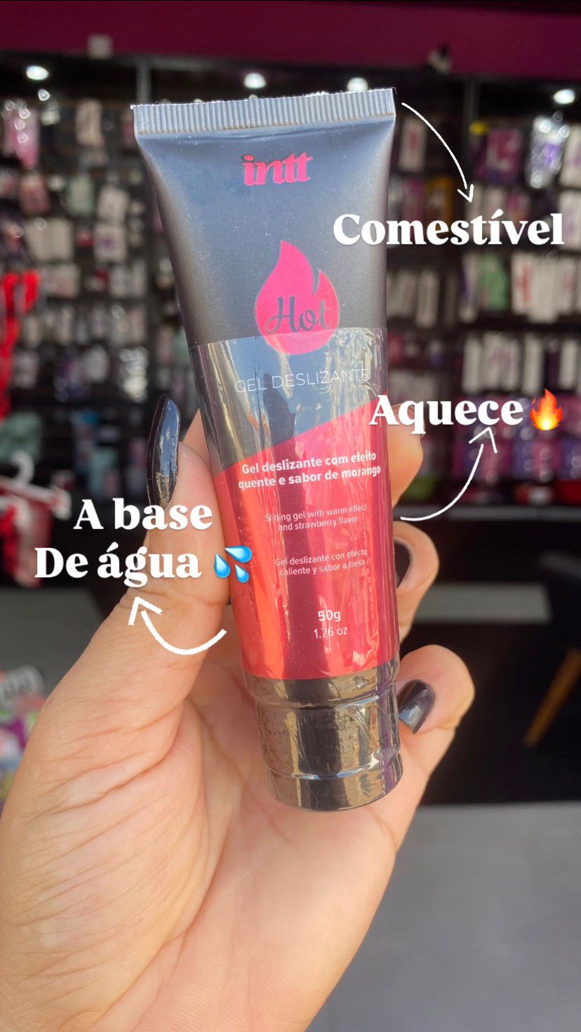 LUBRIFICANTE HOT A BASE DE ÁGUA SABOR MORANGO 50ML INTT