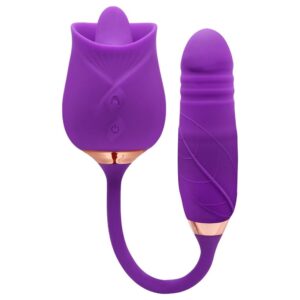 Vibrador em formato flor c/ lingua e movimento de vai e vem (1759) recarregável