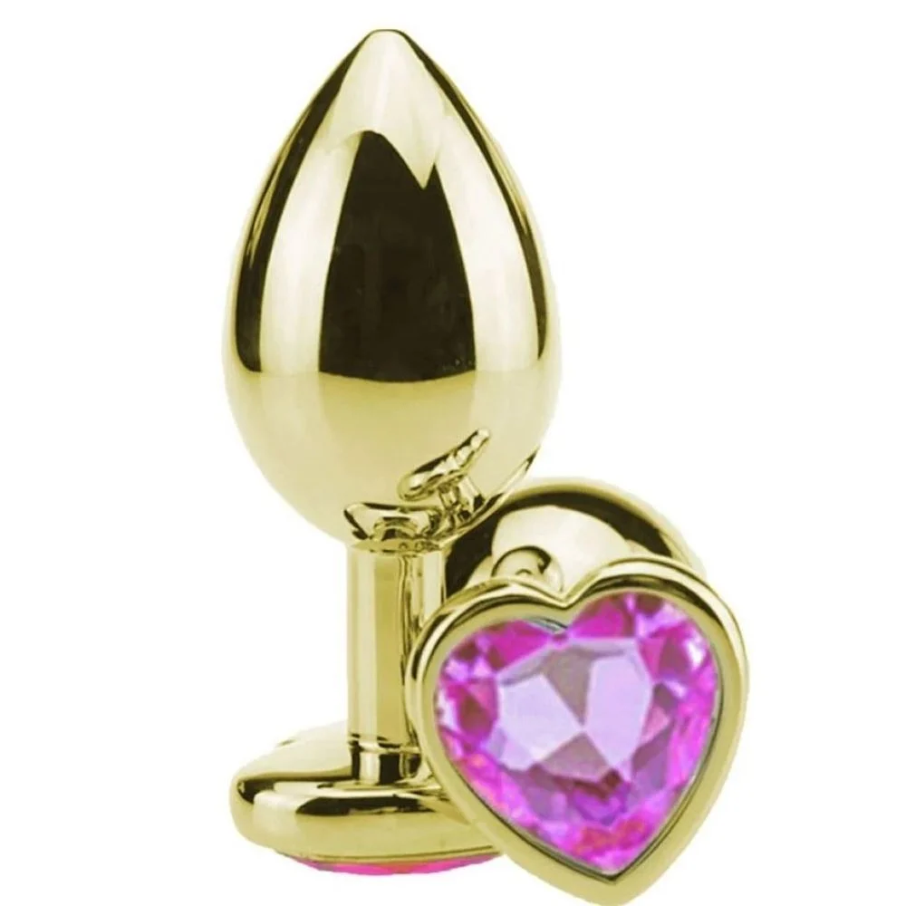 Plug Anal Dourado com Joia em Forma de Coração ( M )