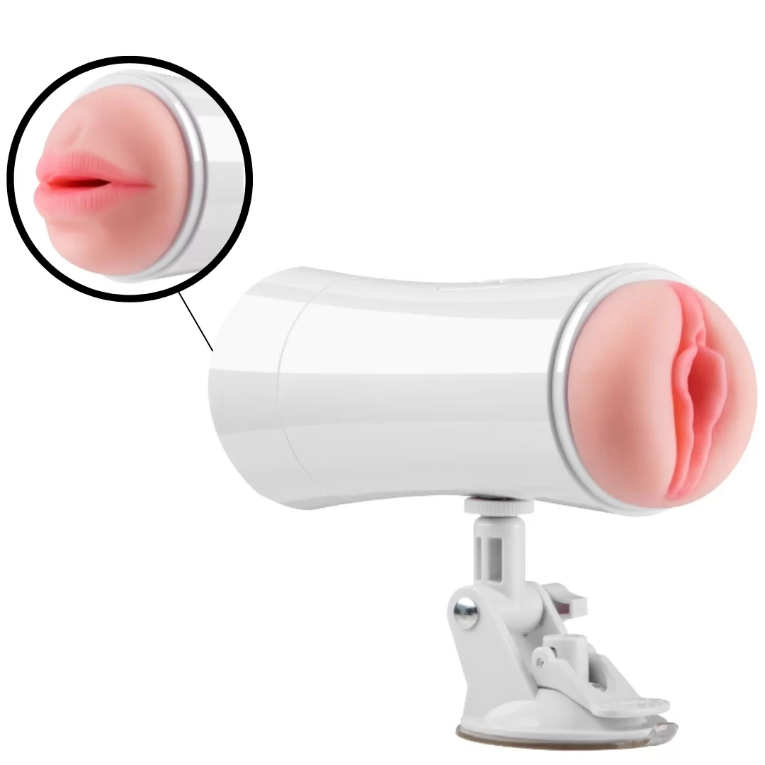 Masturbador Masculino com Dois Orificios e Ventosa - 10 Vibração