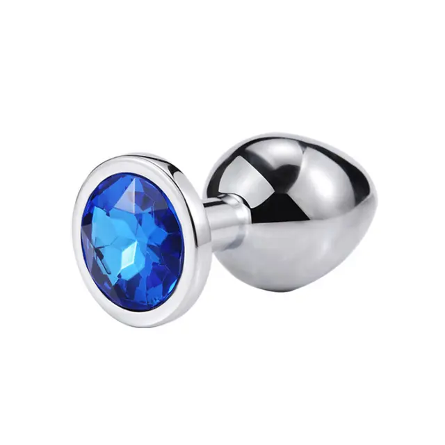 Plug Anal com Joia Redonda Tamanho – M Azul Escuro