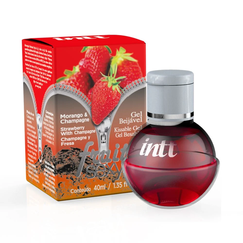 GEL COMESTÍVEL FRUIT SEXY MORANGO C/ CHAMPAGNE 40M – INTT