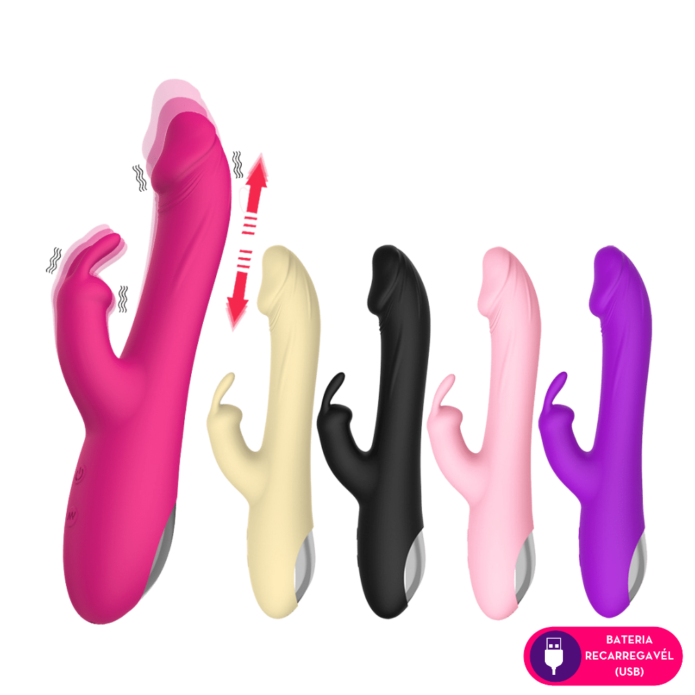 Vibrador ponto G com estimulador rabbit vai e vem (1329) Recarregável