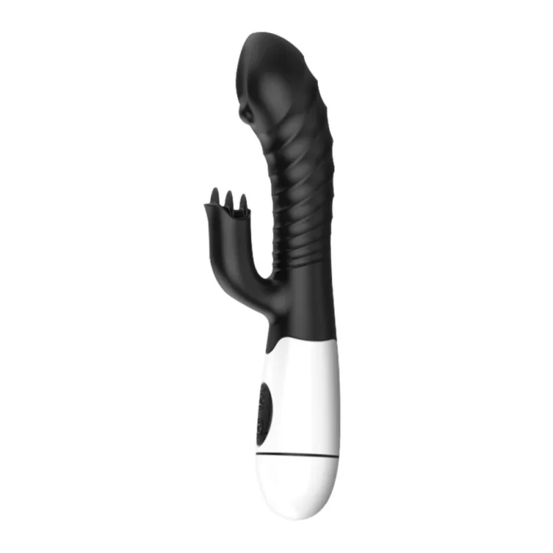 rabbit -Vibrador com estimulo no ponto G e clitóris cerdas massageadoras- 30 intensidades (1162) preto