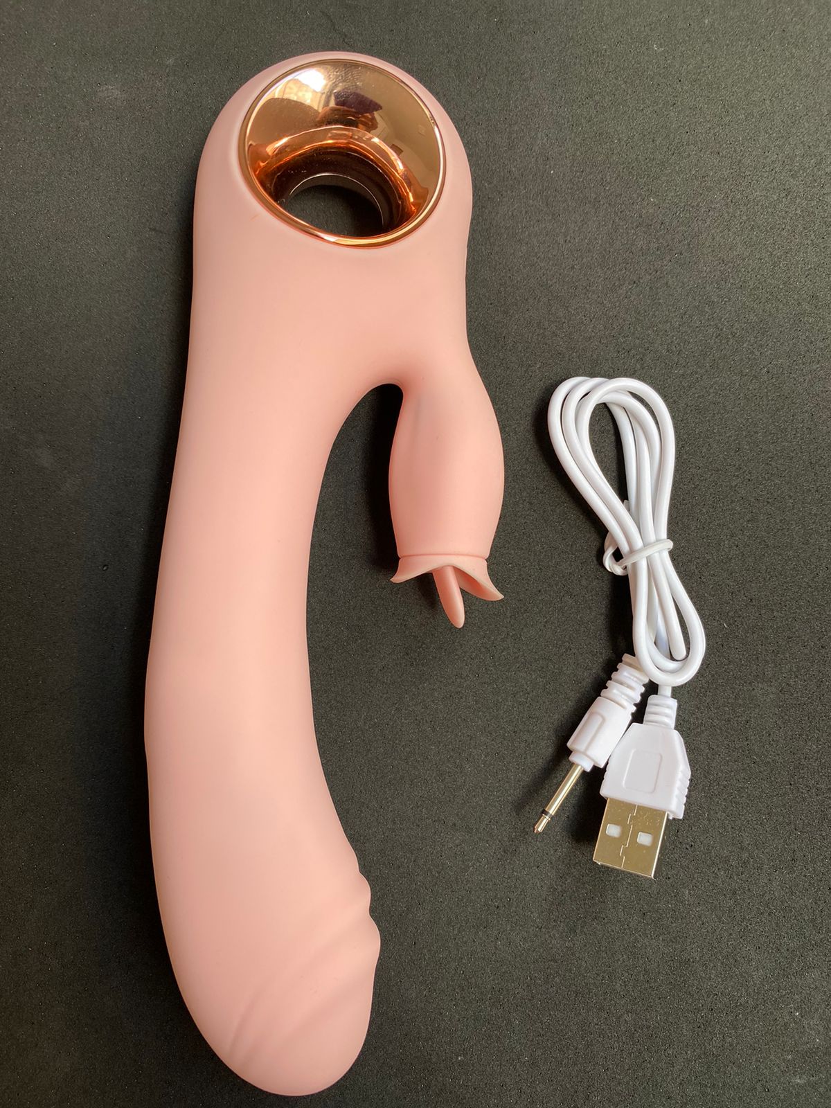 Vibrador ponto G com estimulador clitoriano língua mágica (4328) Recarregável — foto 3