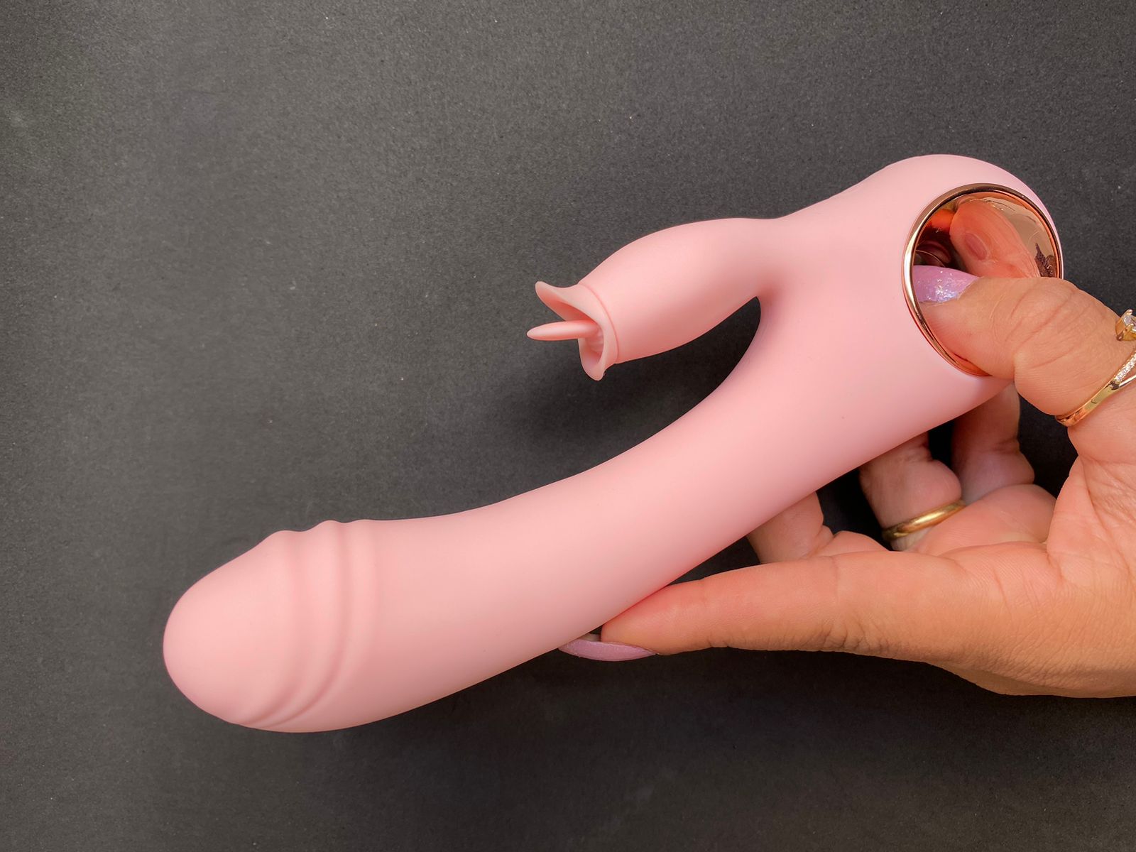Vibrador ponto G com estimulador clitoriano língua mágica (4328) Recarregável — foto 4