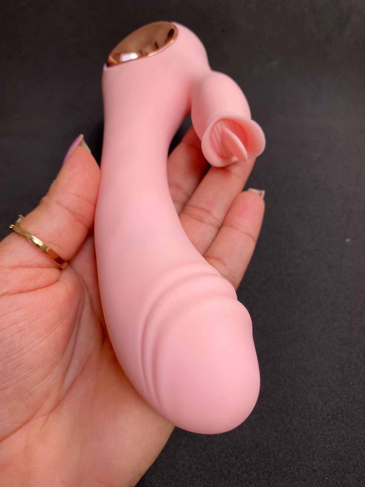 Vibrador ponto G com estimulador clitoriano língua mágica (4328) Recarregável — foto 5