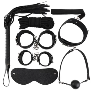 Kit bondage com 8 peças  (MLSM1802) preto