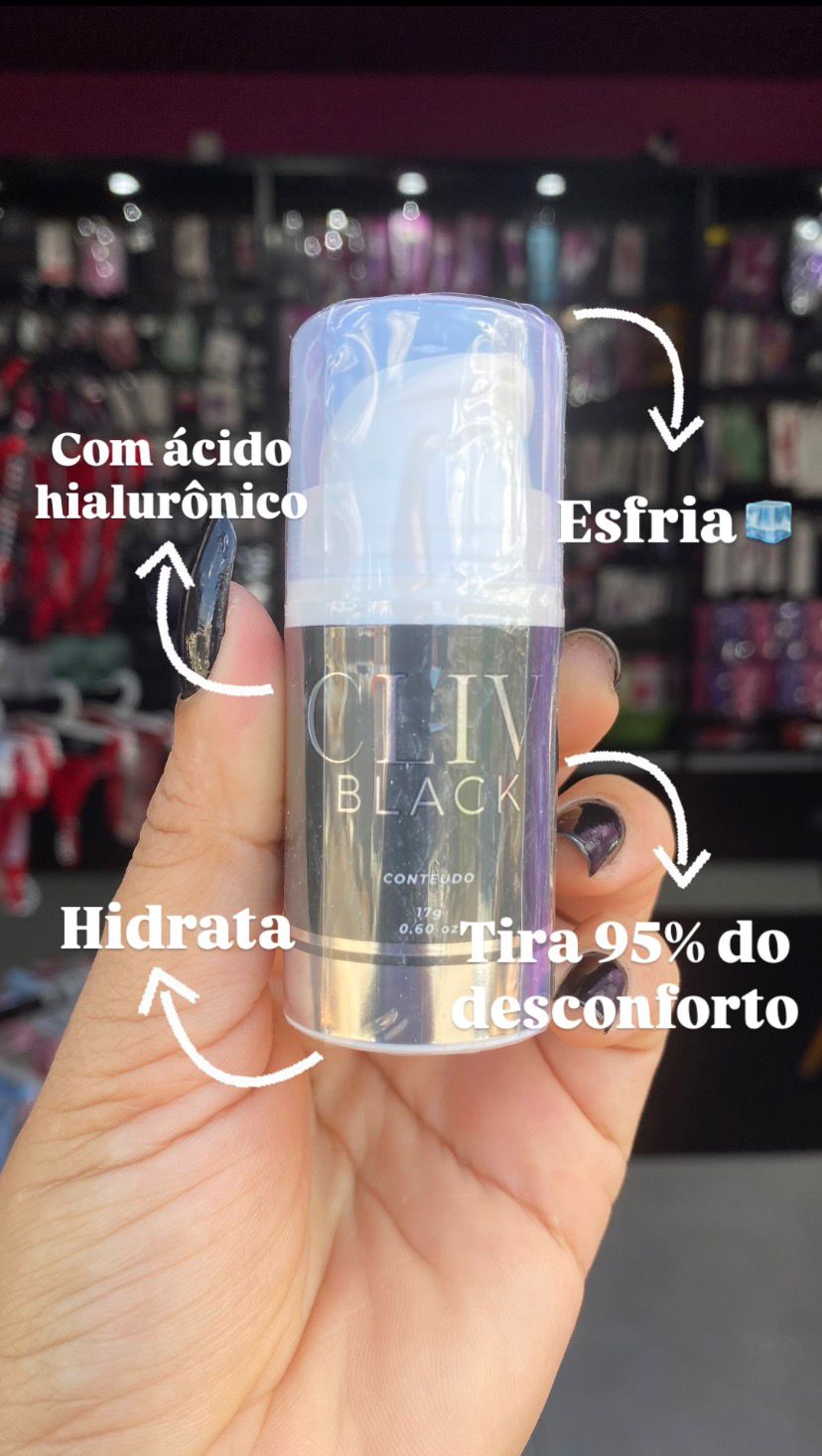 CLIV BLACK GEL FACILITADOR ANAL COM ÁCIDO HIALURÔNICO E MENTOL 17G INTT