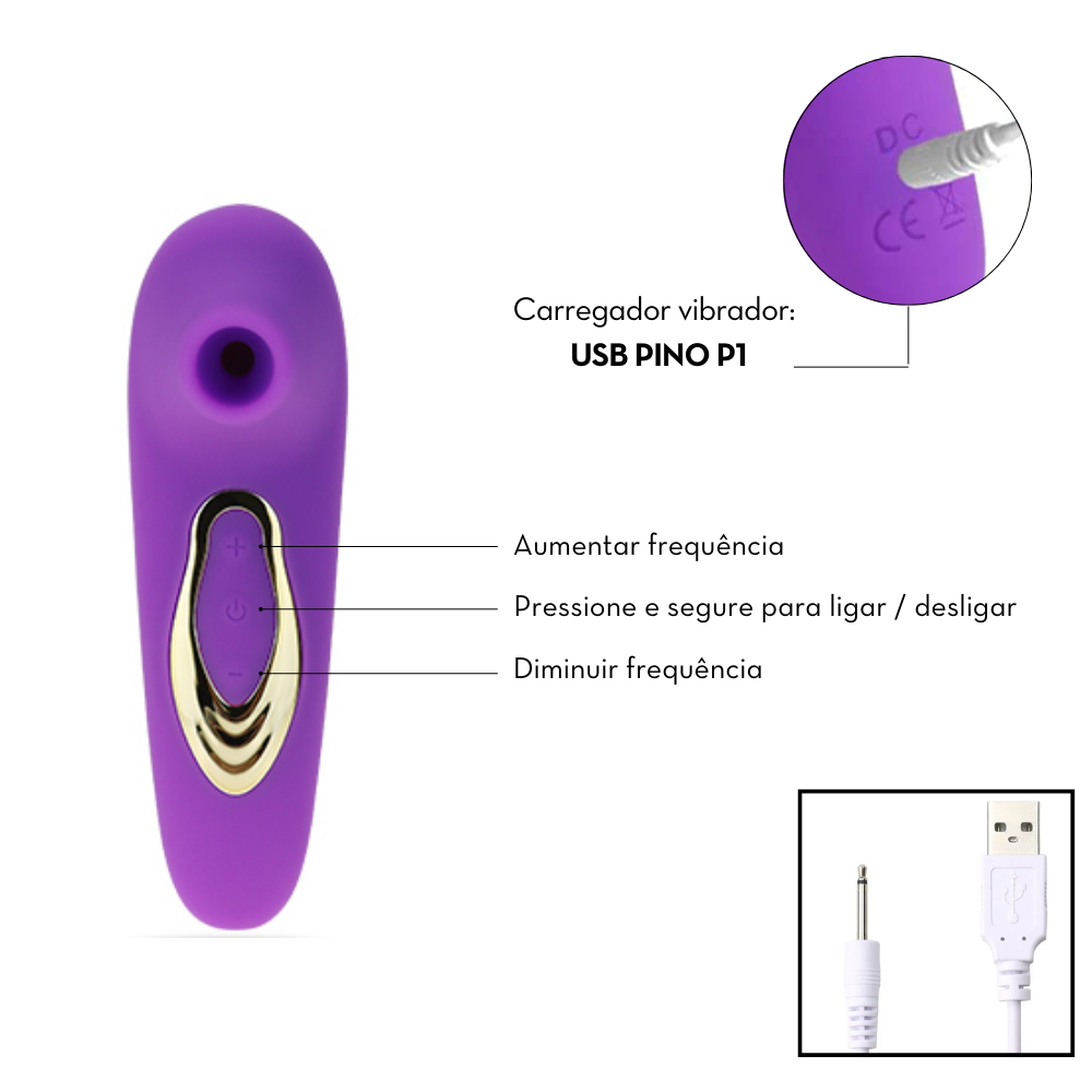 V1br4d0r clitoriano vibra por ondas de Pulsação 5 intensidades (2139) recarregável