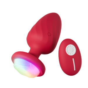 Plug anal vibratório em silicone com led e controle remoto 10 vibração (6122)