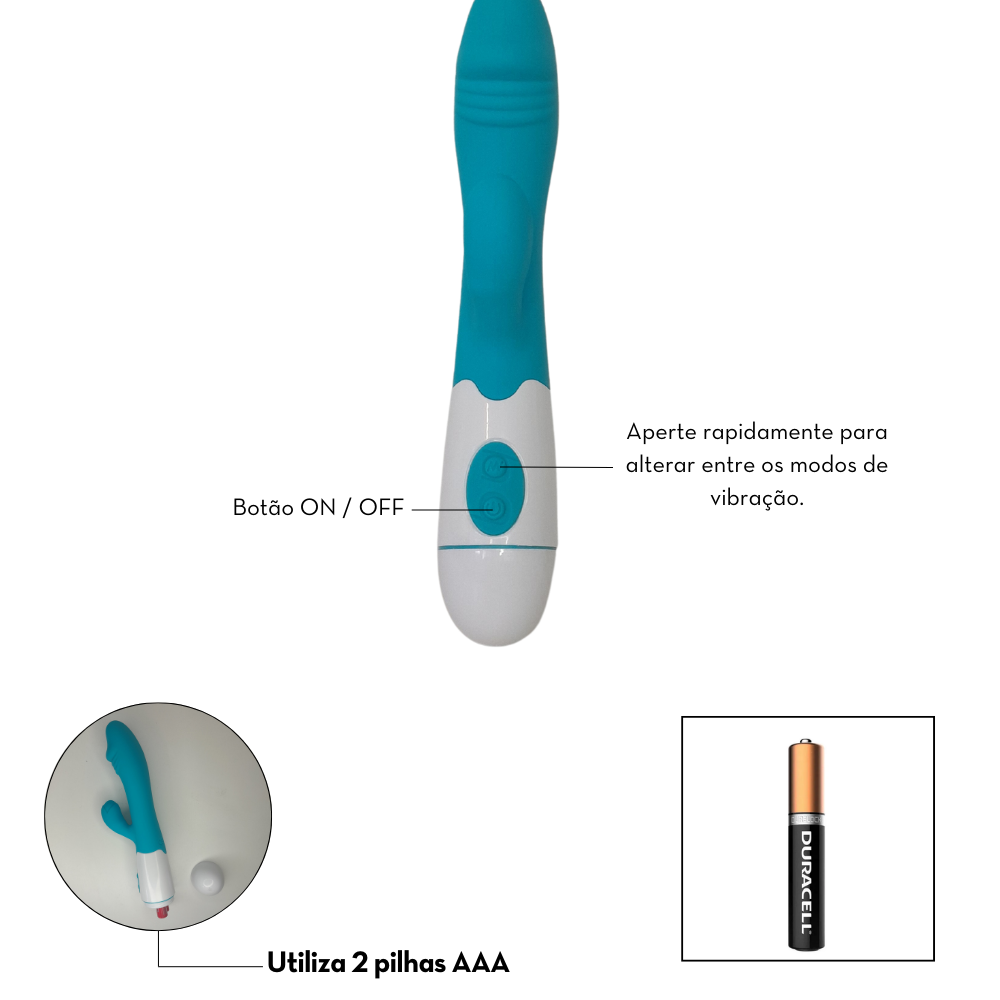 Vibrador com estimulador ponto G c/ 30 vibrações (1020) pilha — foto 3