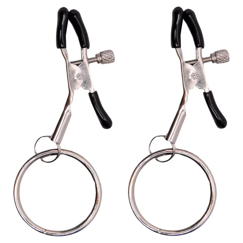 Grampos Estimuladores Para Seios Metal com argola (7042) preto