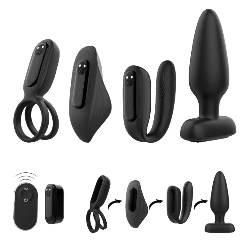 Kit Especial iFody - 4 em 1 - Vibrador de Casal / Anel Peniano / Calcinha com Vibro / Plug Anal - recarregável