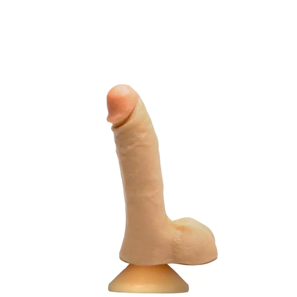 Pênis Super Realistico Maciço com Escroto e Ventosa 15 x 3,5 cm em Cyberskin