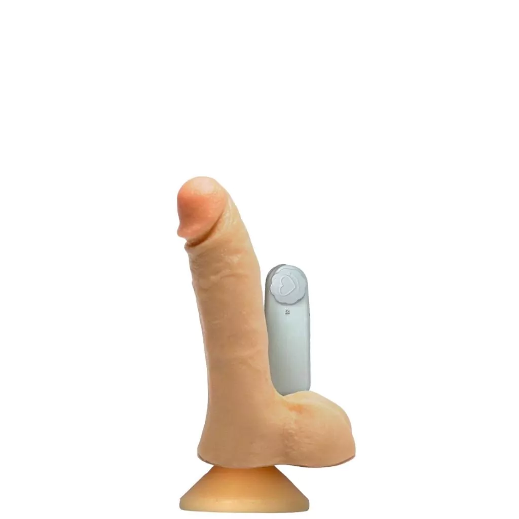 Pênis Realístico com Vibro e Escroto em Cyberskin 15 x 3,5 cm
