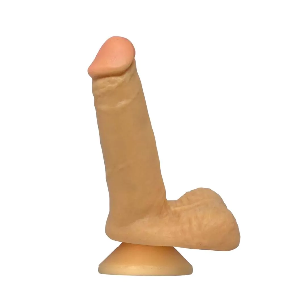 Julio - Pênis Super Realistico Maciço com Escroto e Ventosa 14 x 3,5 cm em Cyberskin