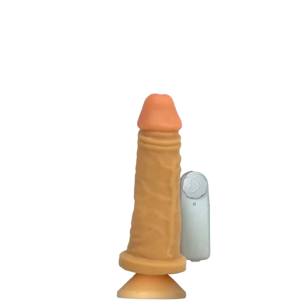Pênis Realístico com Vibro e Ventosa em Cyberskin 14 x 3,5 cm