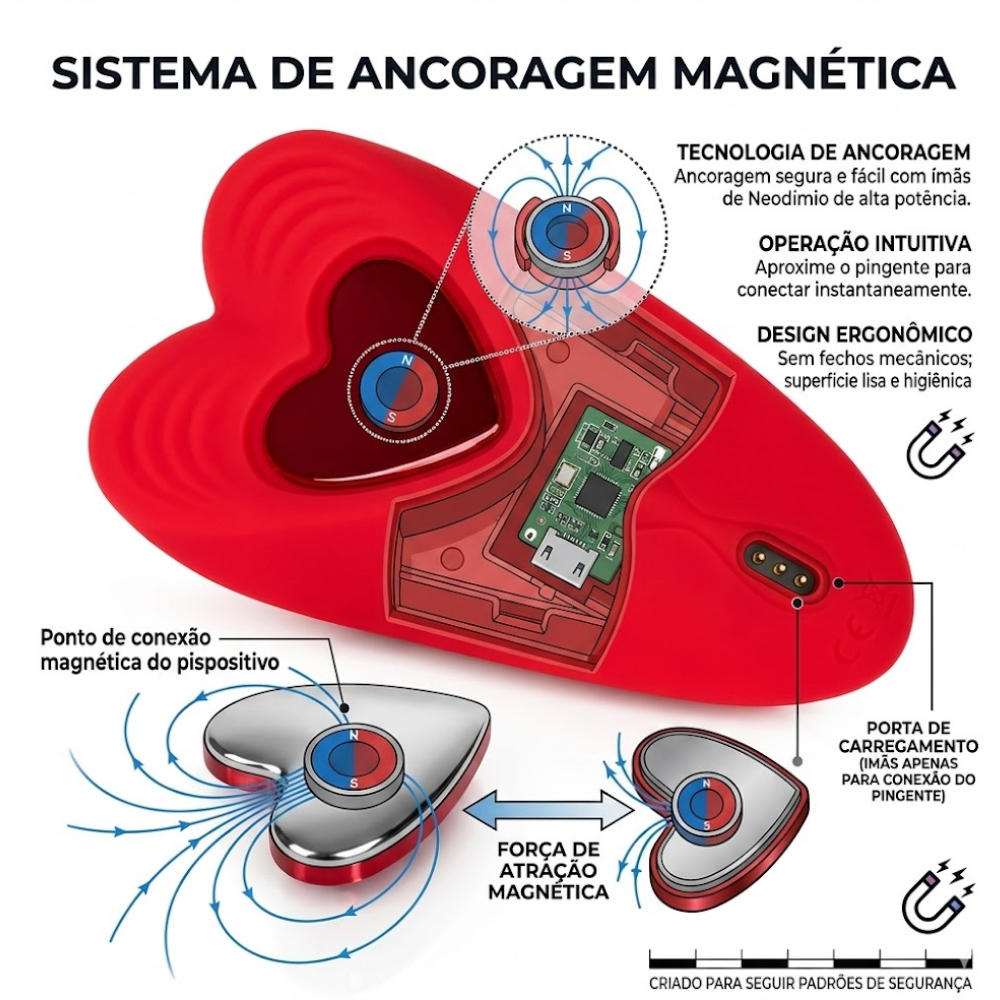 Vibrador de Calcinha com Imã Formato de Coração via Aplicativo de celular  (3078) recarregável — foto 8