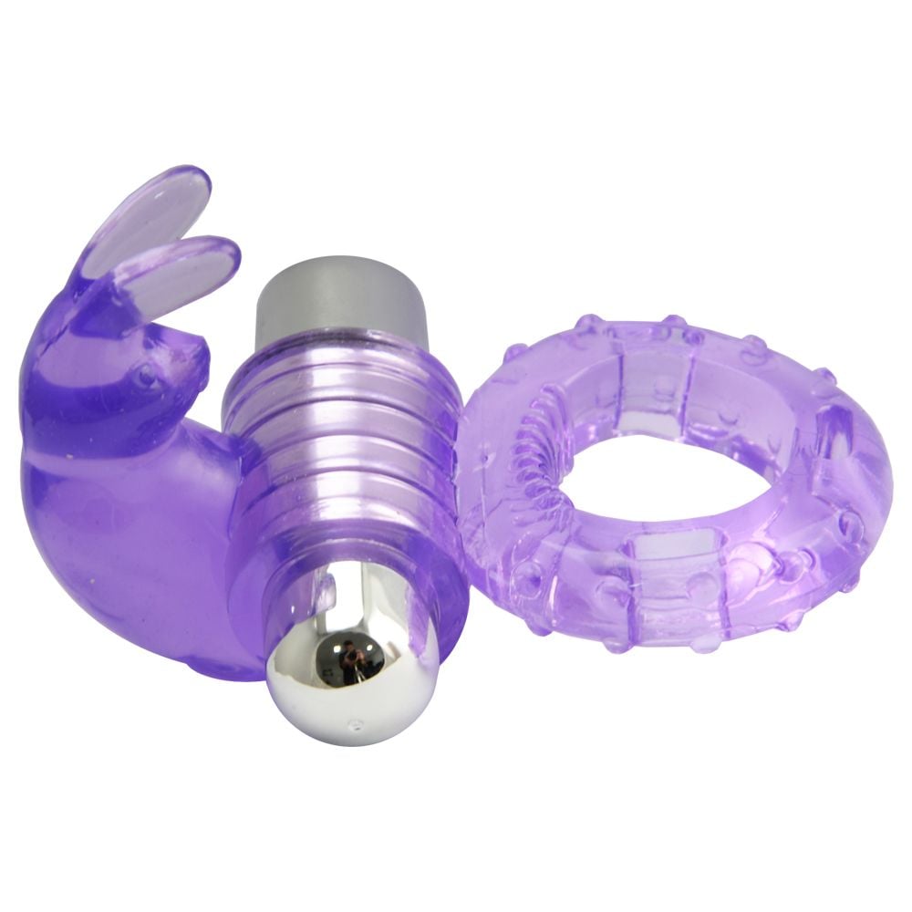 ANEL PENIANO COM 10 VIBRAÇÕES COM 3ST1MUL4D0R FORMATO COELHO (AN029)