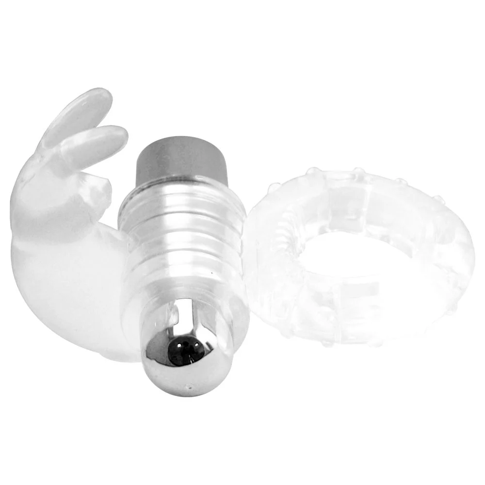 ANEL PENIANO COM 10 VIBRAÇÕES COM 3ST1MUL4D0R FORMATO COELHO (AN029)