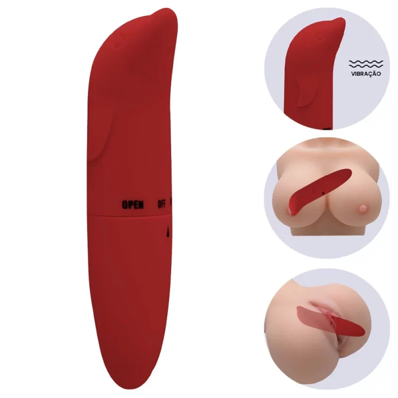 Gregori -VIBRADOR PONTO G GOLFINHO AVELUDADO 01 intensidade- vermelho