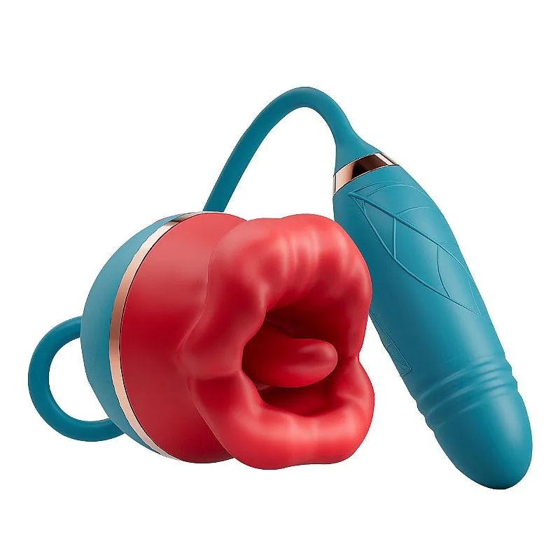 Vibrador de Clitóris Formato de Boca com Bullet Vai e Vem