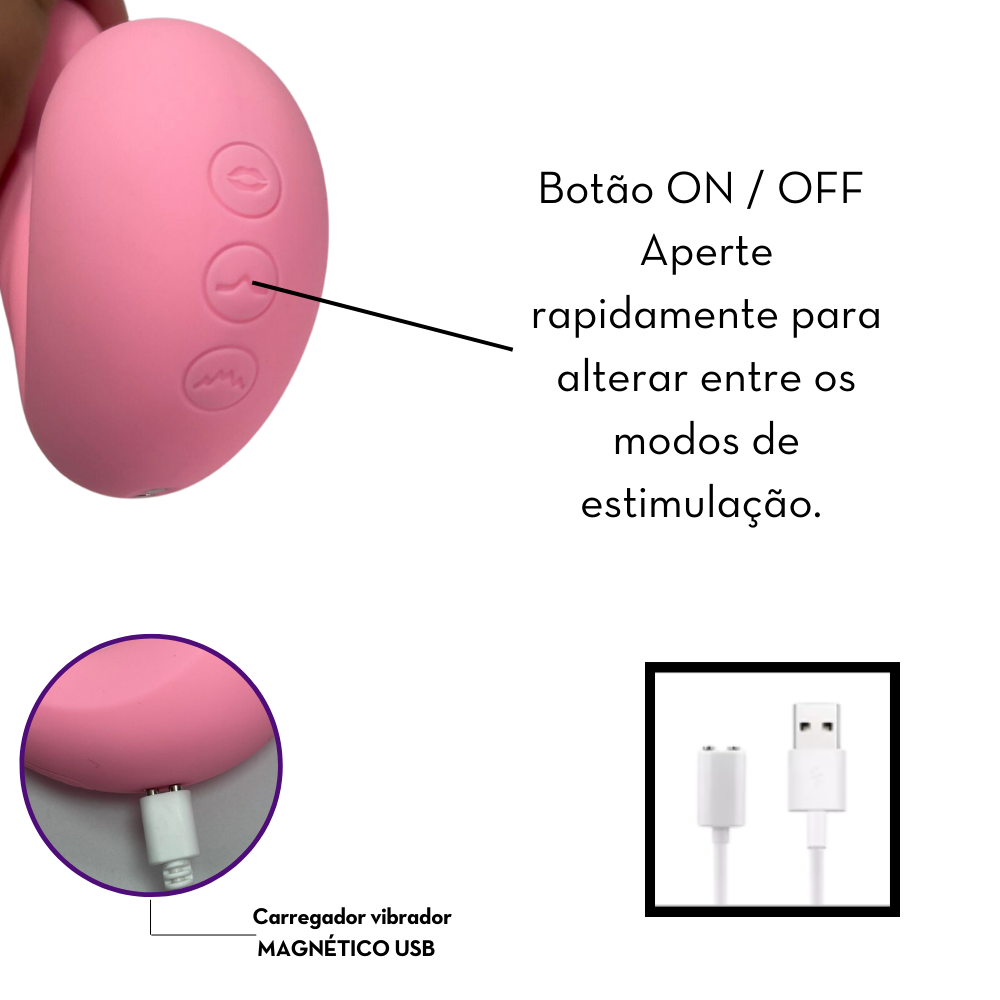 Vibrador estimulador 3 em 1 COM PULSAÇÃO NO PONTO G E CLITÓRIS (7416) recarregável — foto 6