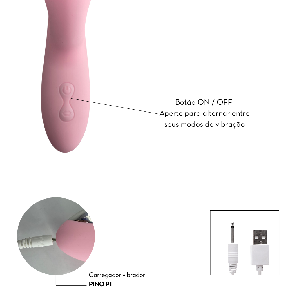 Vibrador ponto G com estimulador clitoriano vai e vem 10 vibração (5214) Recarregável — foto 7
