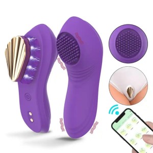 Vibrador de casal -por aplicativo de celular em formato de calcinha- 09 intensidades (3079) roxo