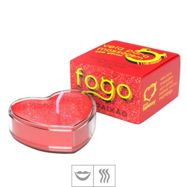 VELA FOGO DA PAIXÃO COM GLITTER 20G (morango) SEXY FANTASY — foto 1