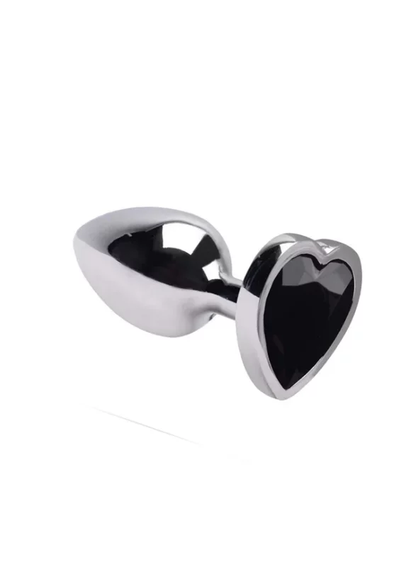 PLUG ANAL COM JOIA de coração tamanho – p (5848) preto