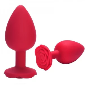 PLUG ANAL SILICONE EM FORMATO DE ROSA PEQUENO