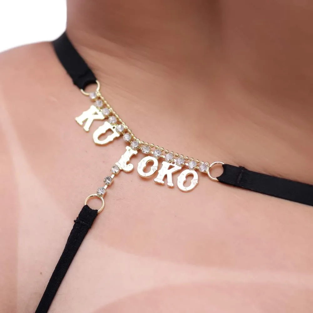 Calcinha Fio Dental Preta Frases com Strass ( KU LOKO )