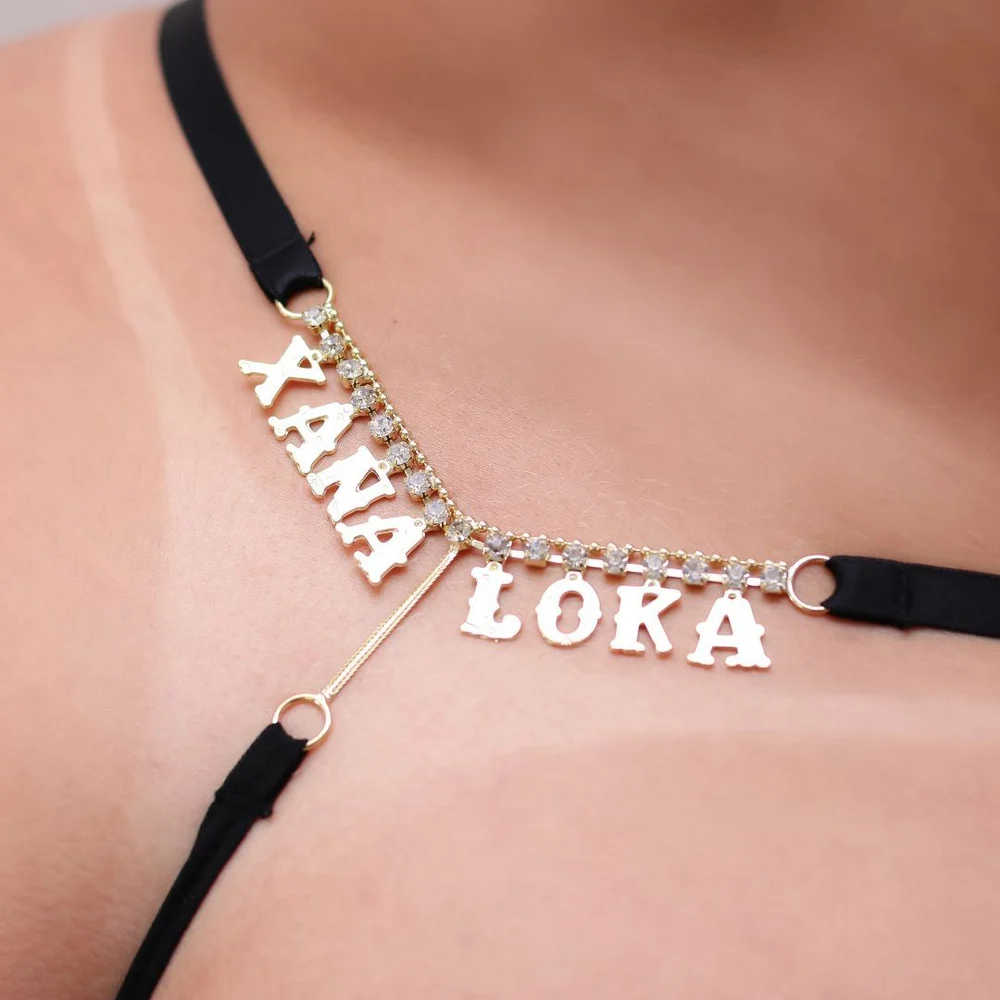 Calcinha Fio Dental Preta Frases com Strass ( XANA LOKA ) Preta