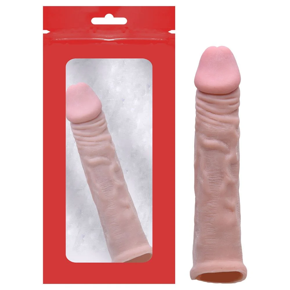 Capa Peniana Texturizada 17 X 3Cm (7528) bege com a glande rosada — foto 7