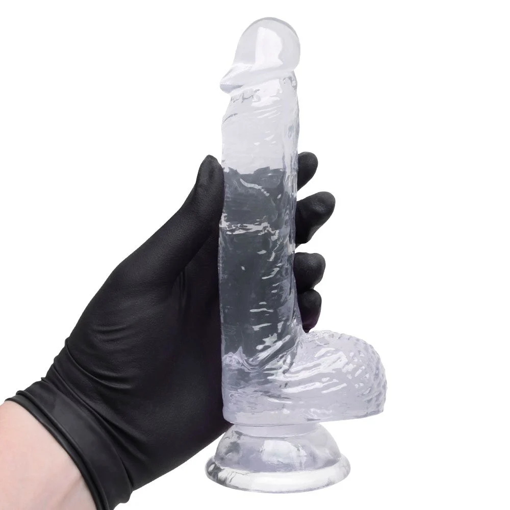 pênis em jelly COM ESCROTO  20,5X3,8CM (8228) transparente — foto 3