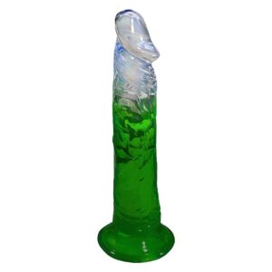 pênis em jelly 18,5X3,5CM (8232) transparente com verde