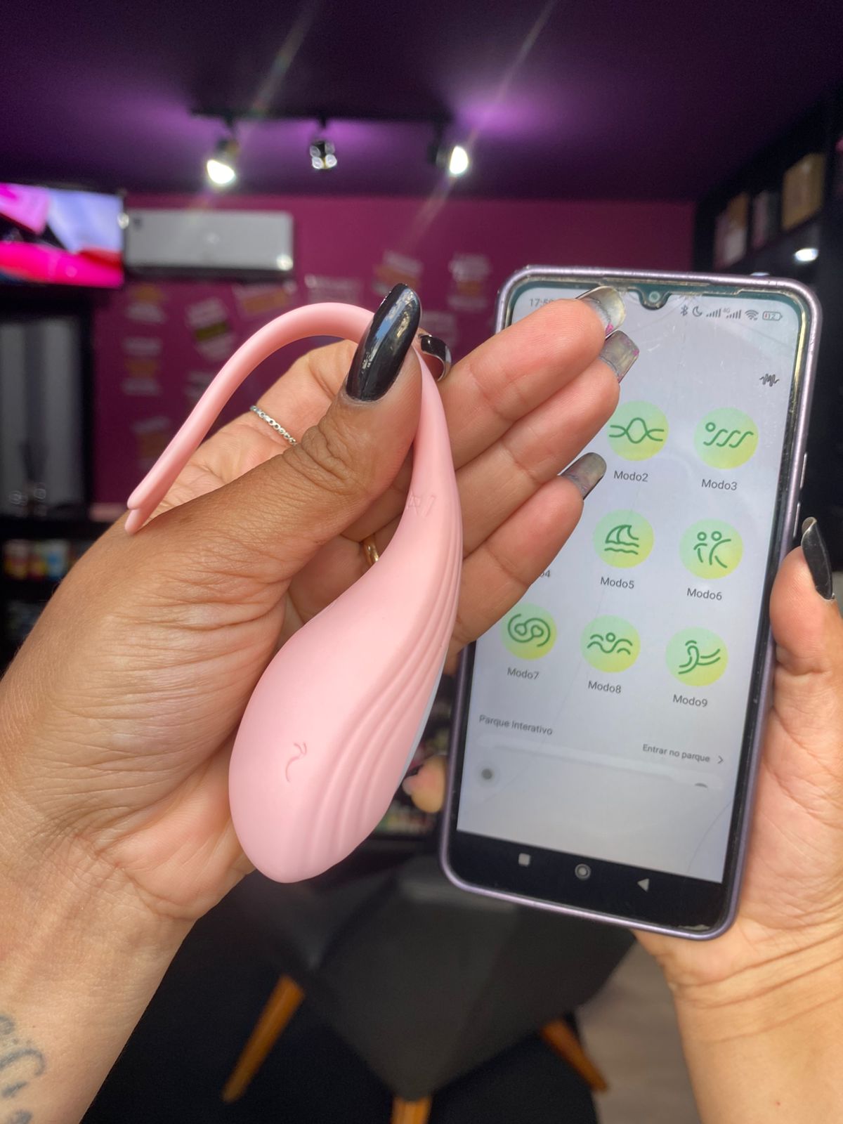 Juntos Vibrador de casal por aplicativo de celular 9 intensidades (2029) recarregável — foto 13