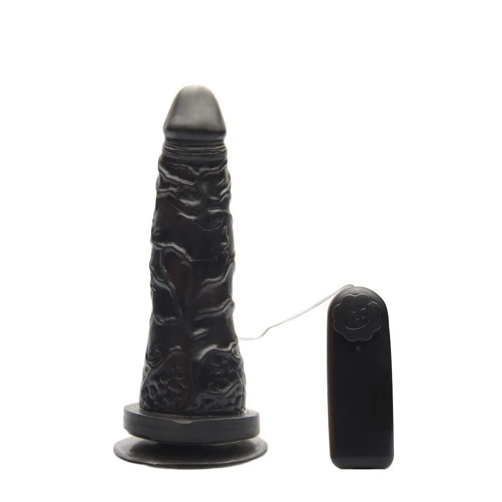 Pênis com Vibro e Ventosa 15,3 x 3,5cm Preto - Prazer e Cia