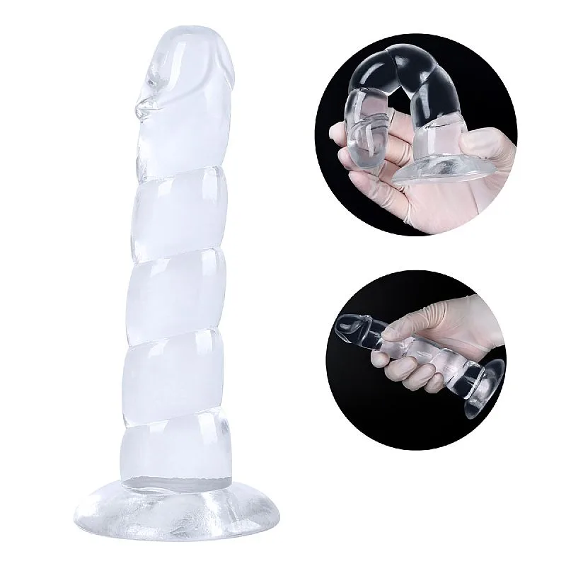 Pênis Realístico em Silicone com Gomos - 16,8x3,5 cm - Transparente