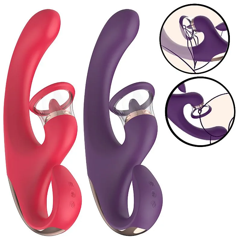 Vibrador de Ponto G e Clitóris com Língua e Sucção com 9 Intensidades - Sandra - S-Hande Vermelho