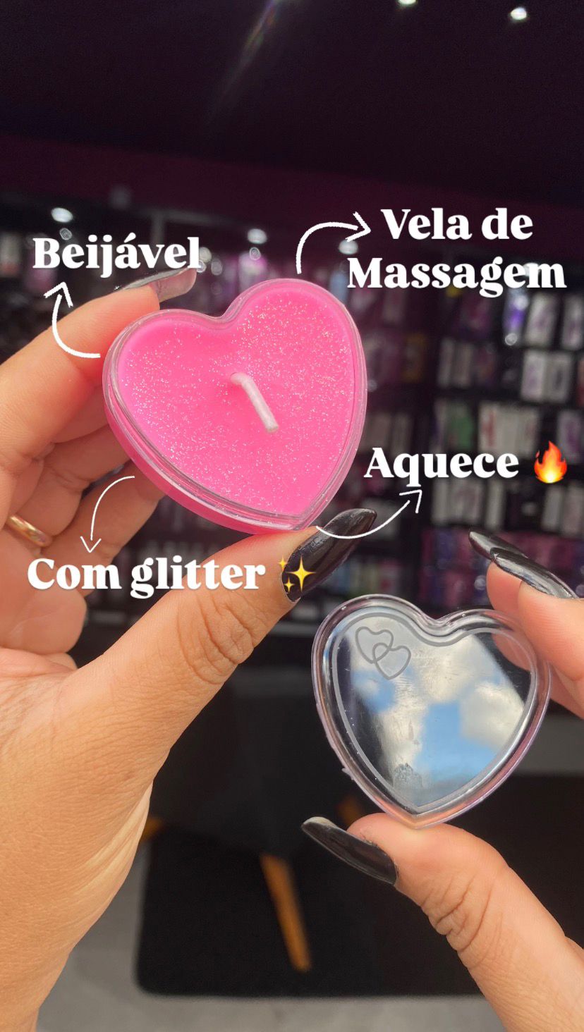 VELA FOGO DA PAIXÃO COM GLITTER 20G (chiclete) SEXY FANTASY