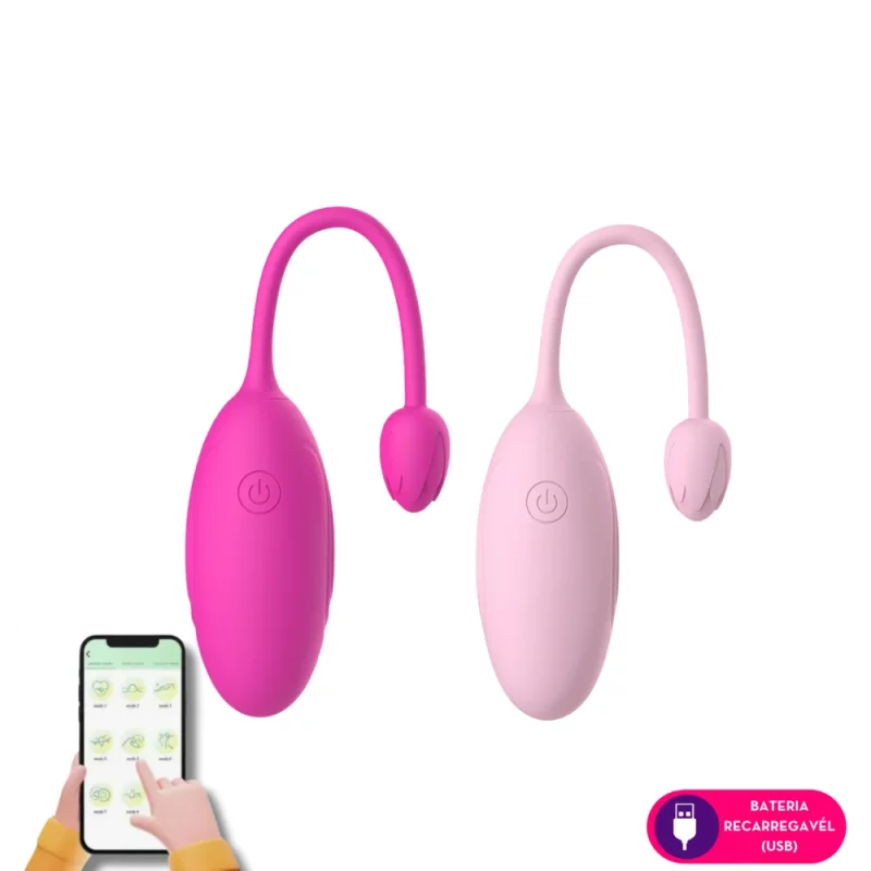 Cápsula vibratória por aplicativo de celular 9 intensidades (2027) rosa