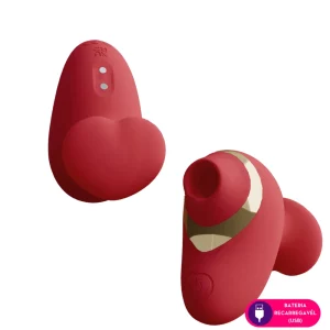 Vibrador clitoriano em formato de coração vibra por ondas de pulsação 10 intensidades (2324) vermelho