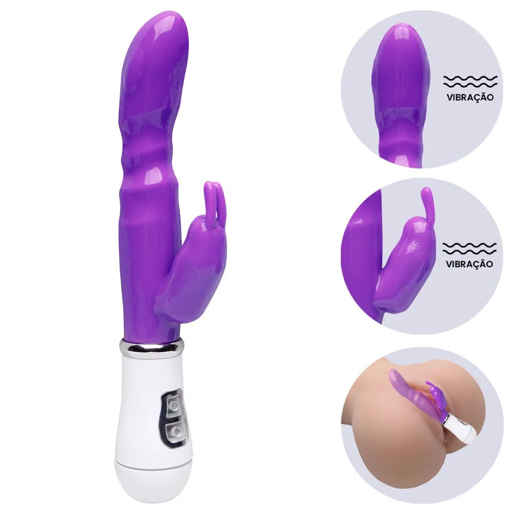 Natan -Vibrador Rabbit com estimulo no ponto G e clitóris - 12 intensidades (PG015) ROXO