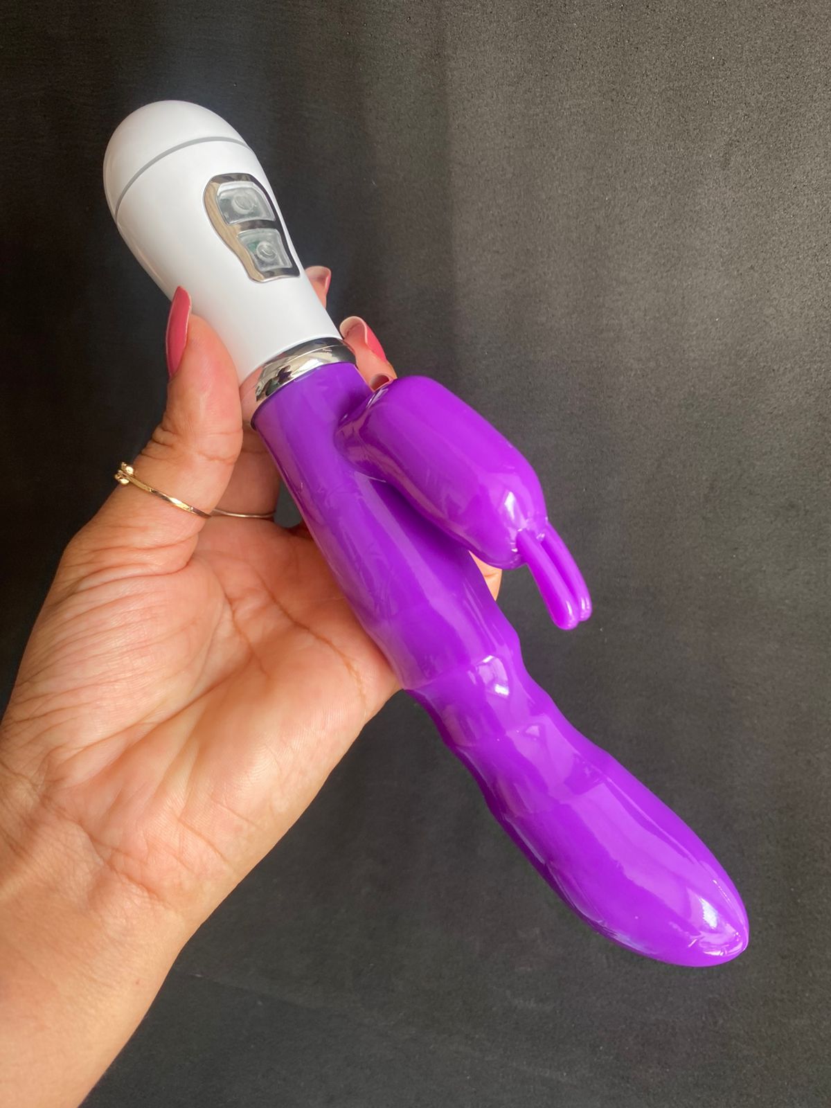 Natan -Vibrador Rabbit com estimulo no ponto G e clitóris - 12 intensidades (PG015) ROXO — foto 2
